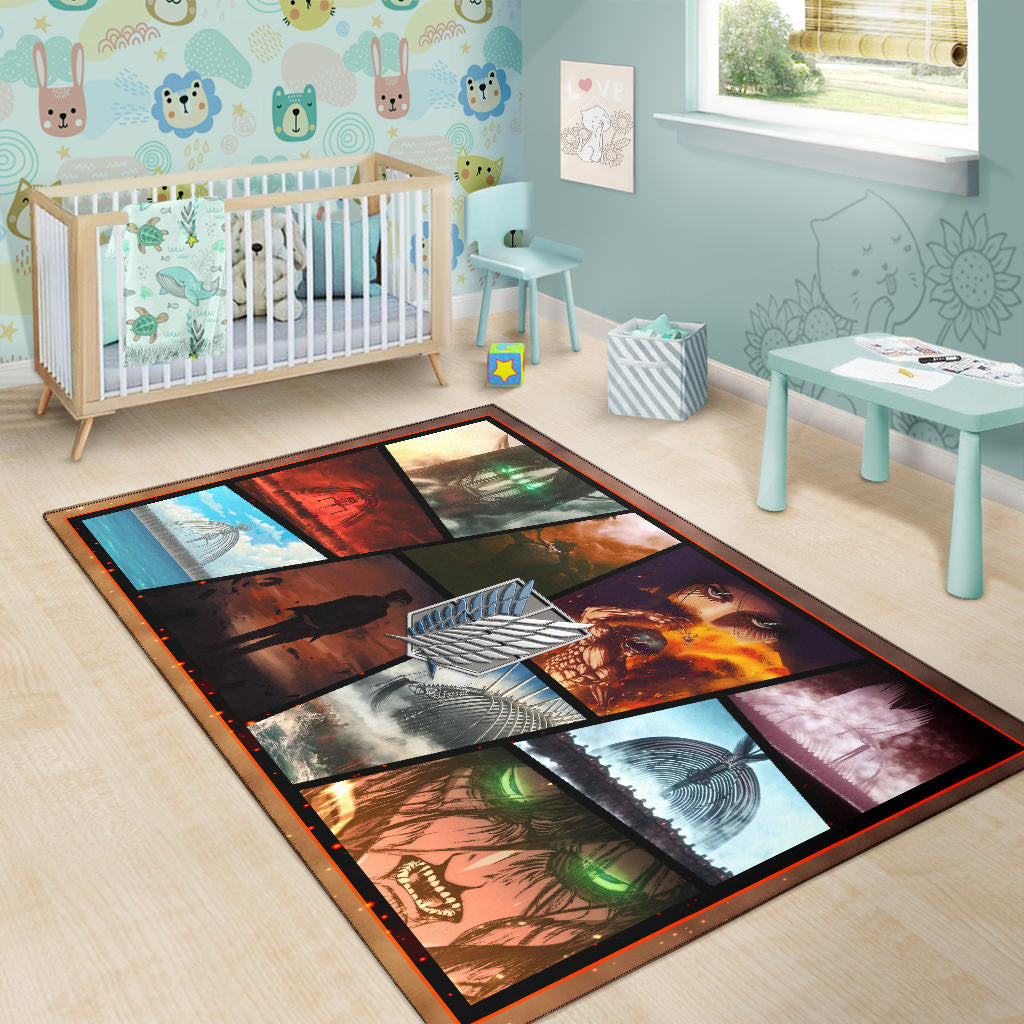 Eren Yeager Attack On Titan Area Rug Anime Home Decor Custom For Fans NT052701