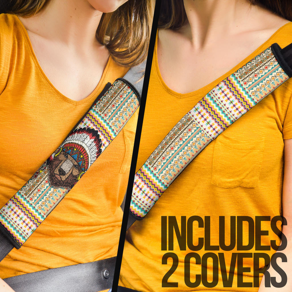 Abstract Lion Seat Belt Covers Native American Car Accessories Custom For Fans