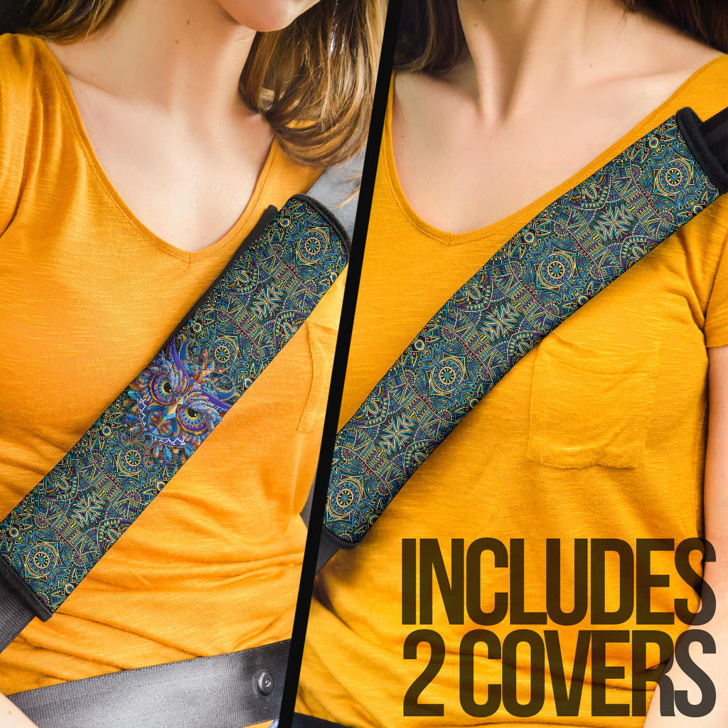 Abstract Owl Seat Belt Covers Native American Car Accessories