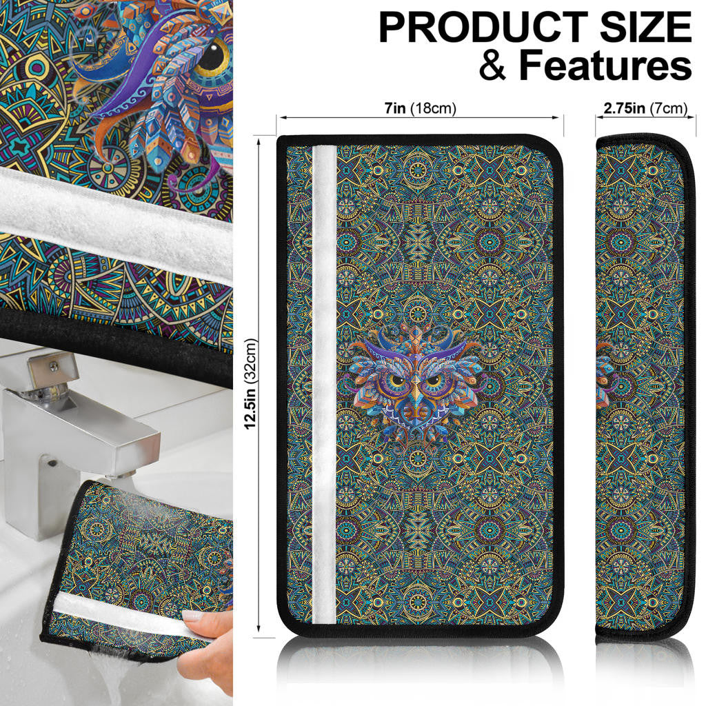 Abstract Owl Seat Belt Covers Native American Car Accessories