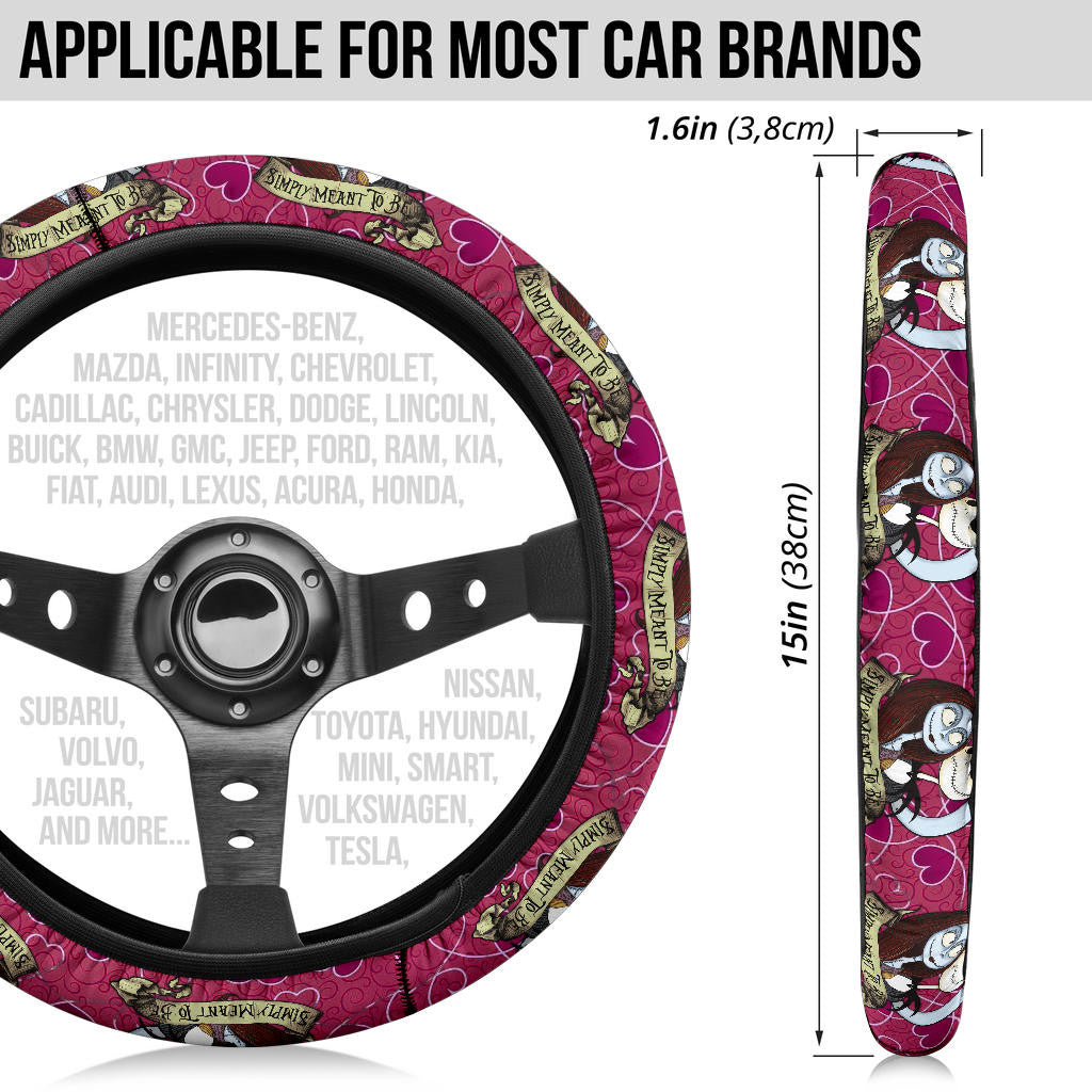 Jack And Sally Valentine Nightmare Before Christmas Steering Wheel Cover Cartoon Car Accessories Custom For Fans AA22121603