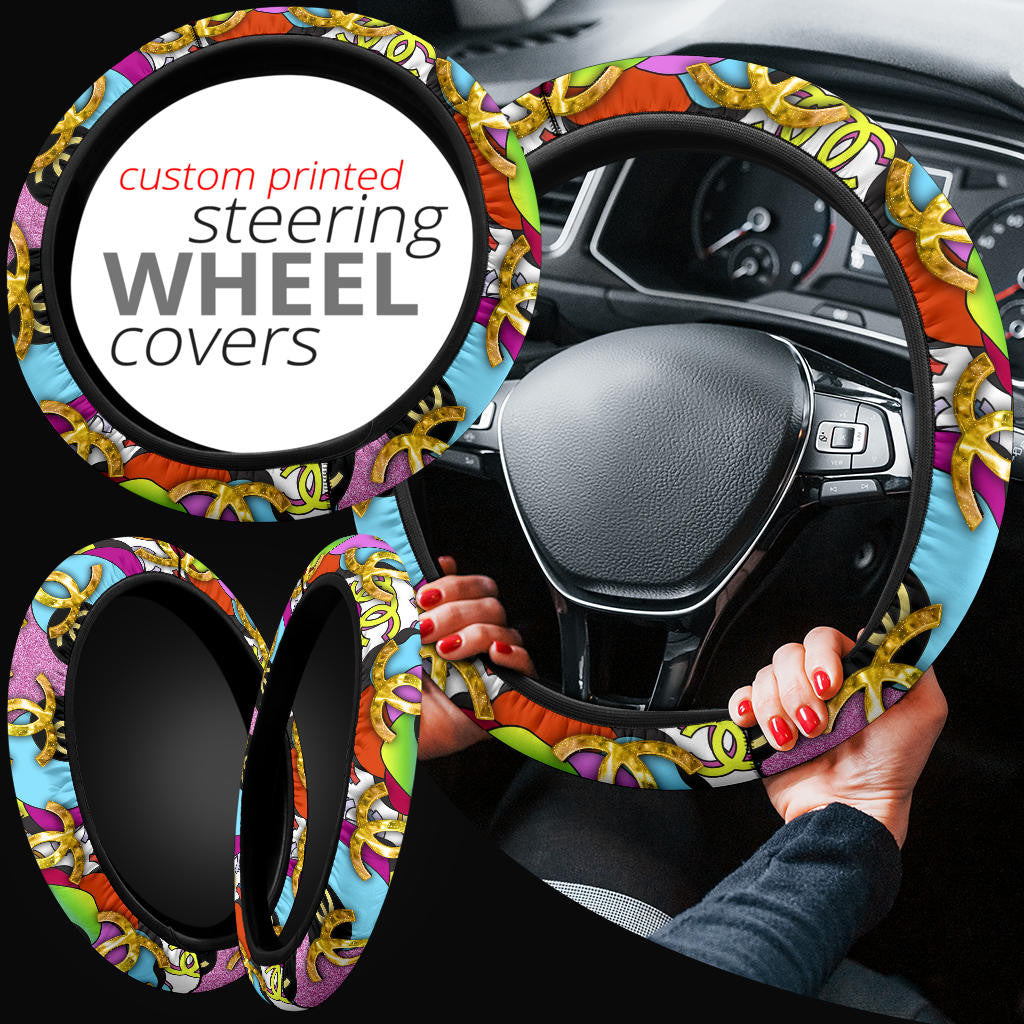 Chanel Symbol Steering Wheel Cover Fashion Car Accessories Custom For Fans AA22122304
