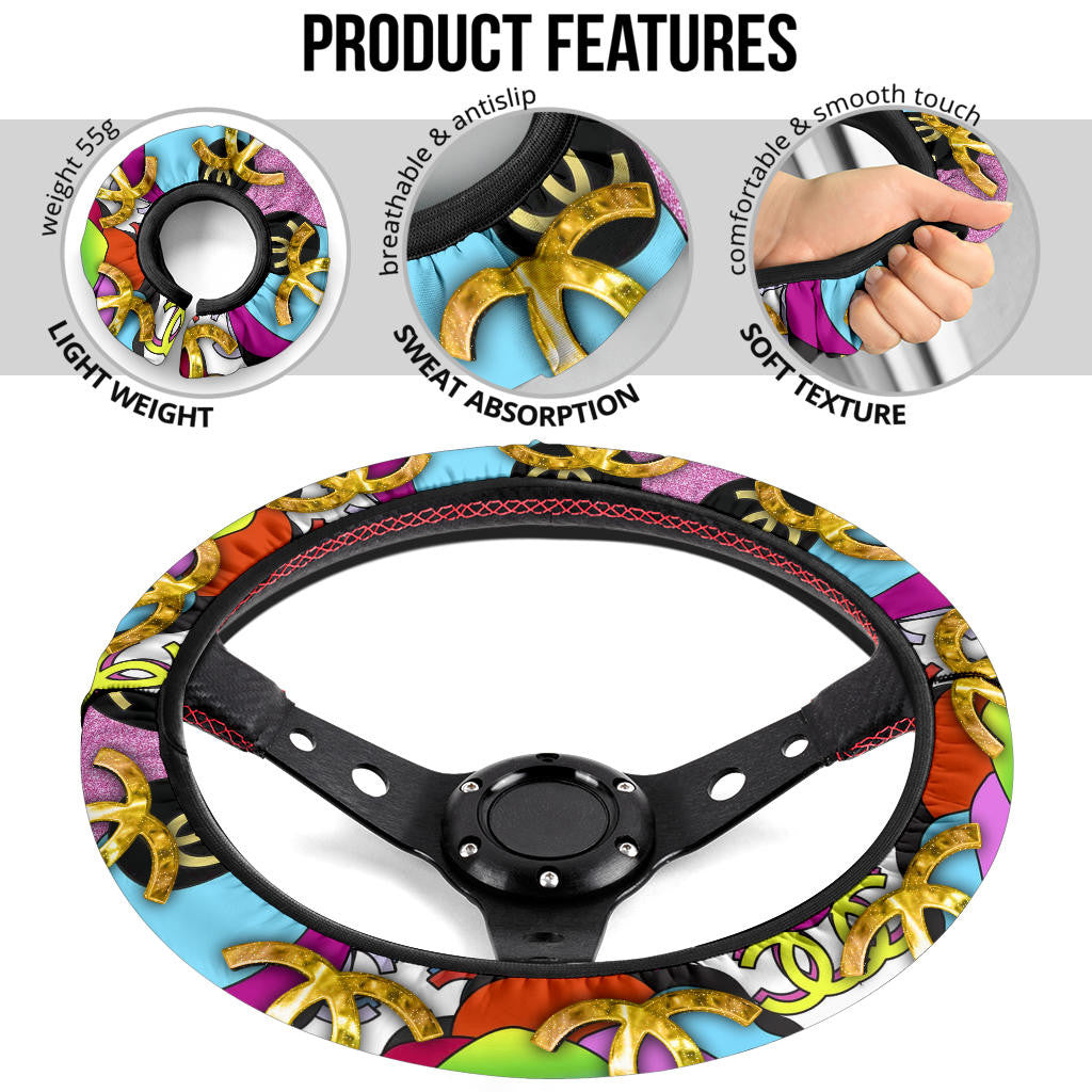Chanel Symbol Steering Wheel Cover Fashion Car Accessories Custom For Fans AA22122304