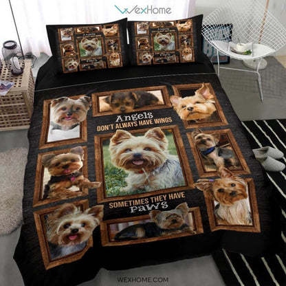 Quilt Yorkie Angels Don'T Always Have Wings Bedding - Duvet Cover And Pillowcase Set - Unique Design Amazing Gift
