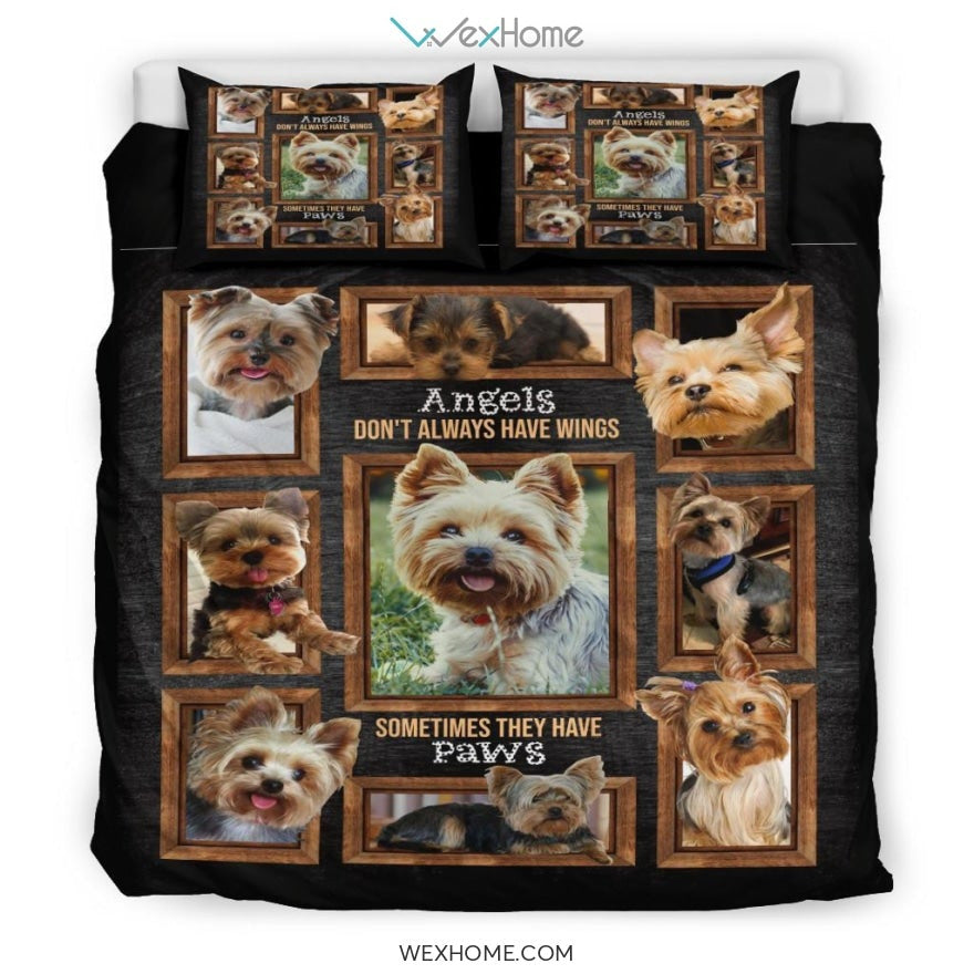 Quilt Yorkie Angels Don'T Always Have Wings Bedding - Duvet Cover And Pillowcase Set - Unique Design Amazing Gift