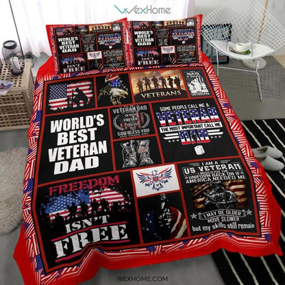 Veteran Army Us Quilt Bedding - Duvet Cover And Pillowcase Set - Unique Design Amazing Gift