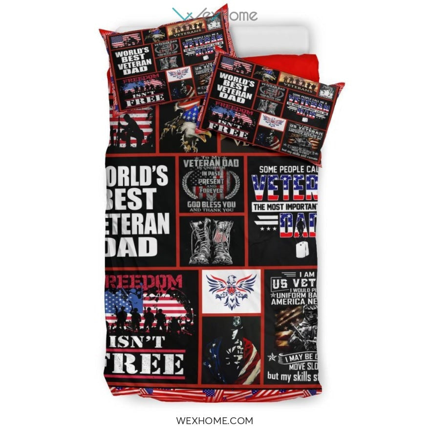 Veteran Army Us Quilt Bedding - Duvet Cover And Pillowcase Set - Unique Design Amazing Gift