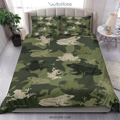 Quilt Camo Frog Bedding - Duvet Cover And Pillowcase Set - Unique Design Amazing Gift