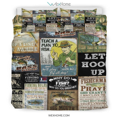 Quilt Fishing Bedding - Duvet Cover And Pillowcase Set - Unique Design Amazing Gift