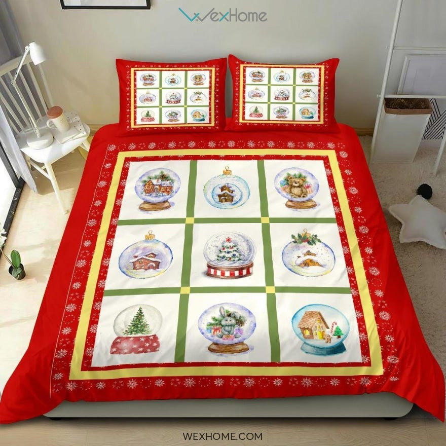 Snow Globes Bedding - Duvet Cover And Pillowcase Set - Unique Design Amazing Gift