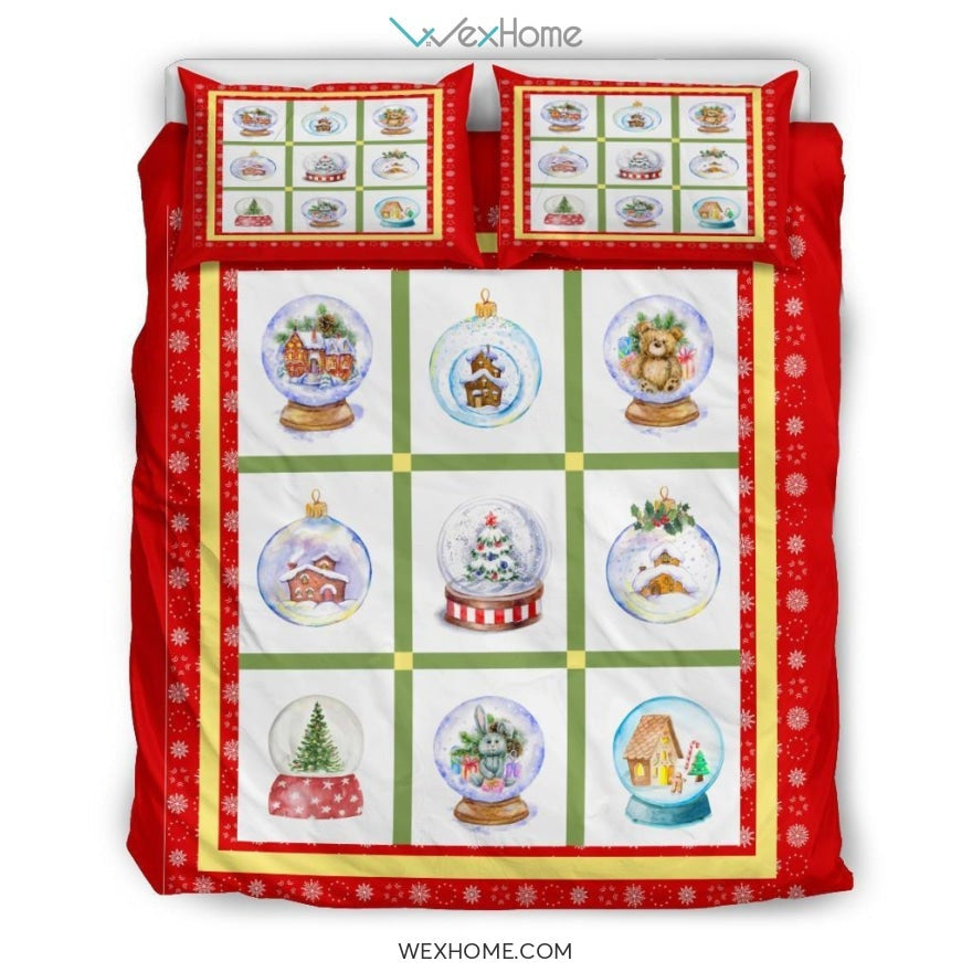 Snow Globes Bedding - Duvet Cover And Pillowcase Set - Unique Design Amazing Gift