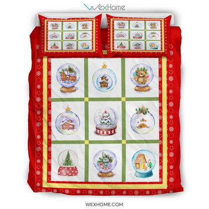 Snow Globes Bedding - Duvet Cover And Pillowcase Set - Unique Design Amazing Gift