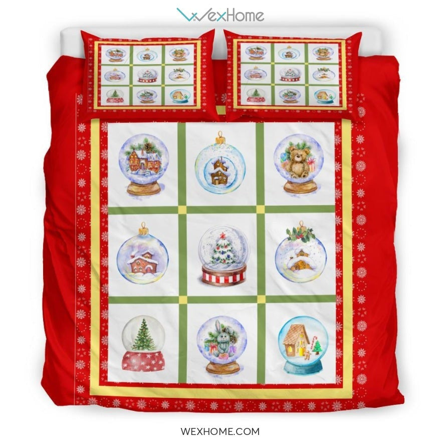 Snow Globes Bedding - Duvet Cover And Pillowcase Set - Unique Design Amazing Gift