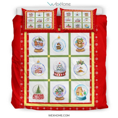 Snow Globes Bedding - Duvet Cover And Pillowcase Set - Unique Design Amazing Gift