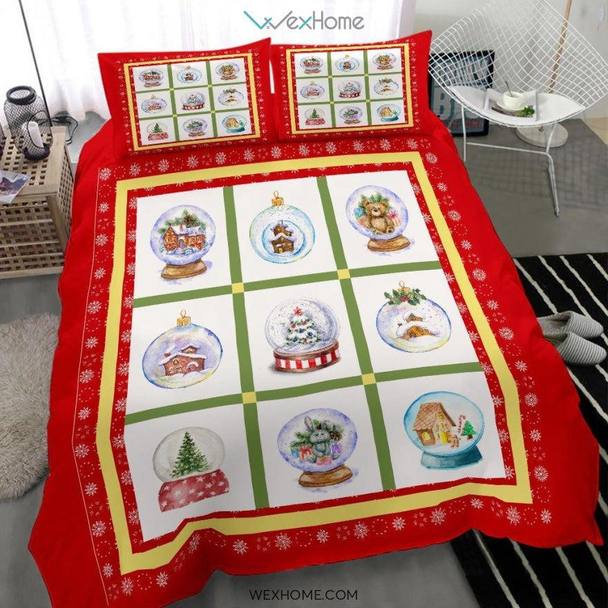 Snow Globes Bedding - Duvet Cover And Pillowcase Set - Unique Design Amazing Gift