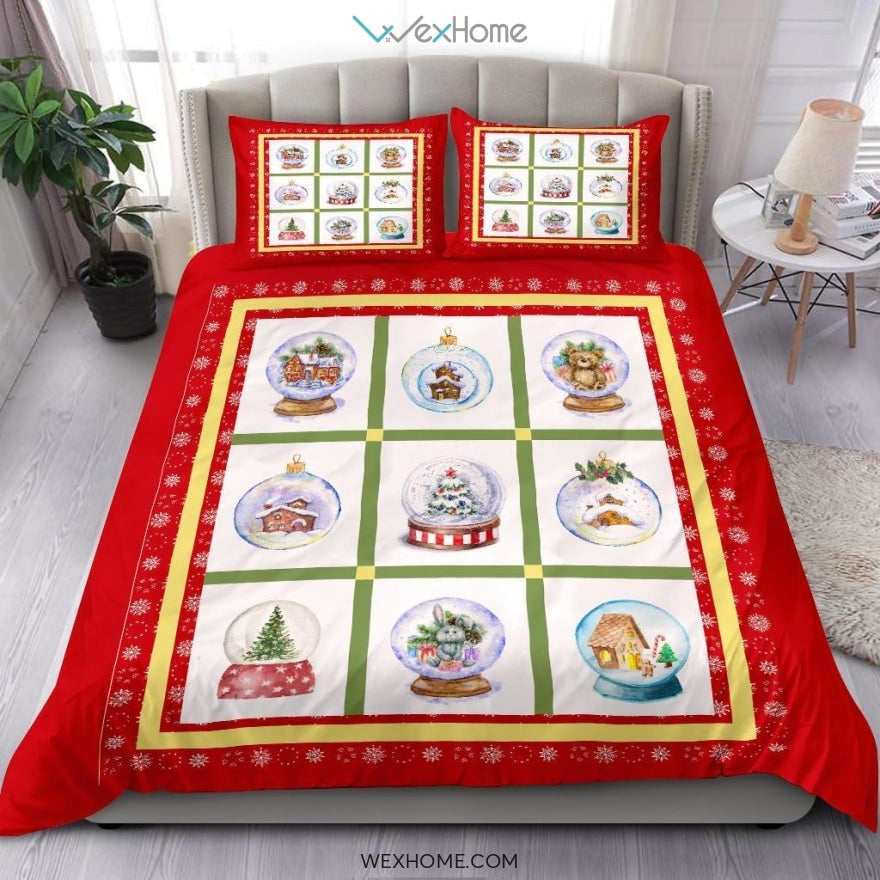 Snow Globes Bedding - Duvet Cover And Pillowcase Set - Unique Design Amazing Gift
