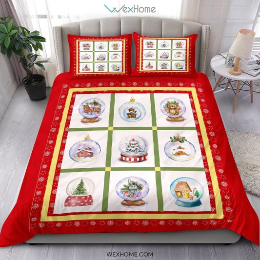 Snow Globes Bedding - Duvet Cover And Pillowcase Set - Unique Design Amazing Gift