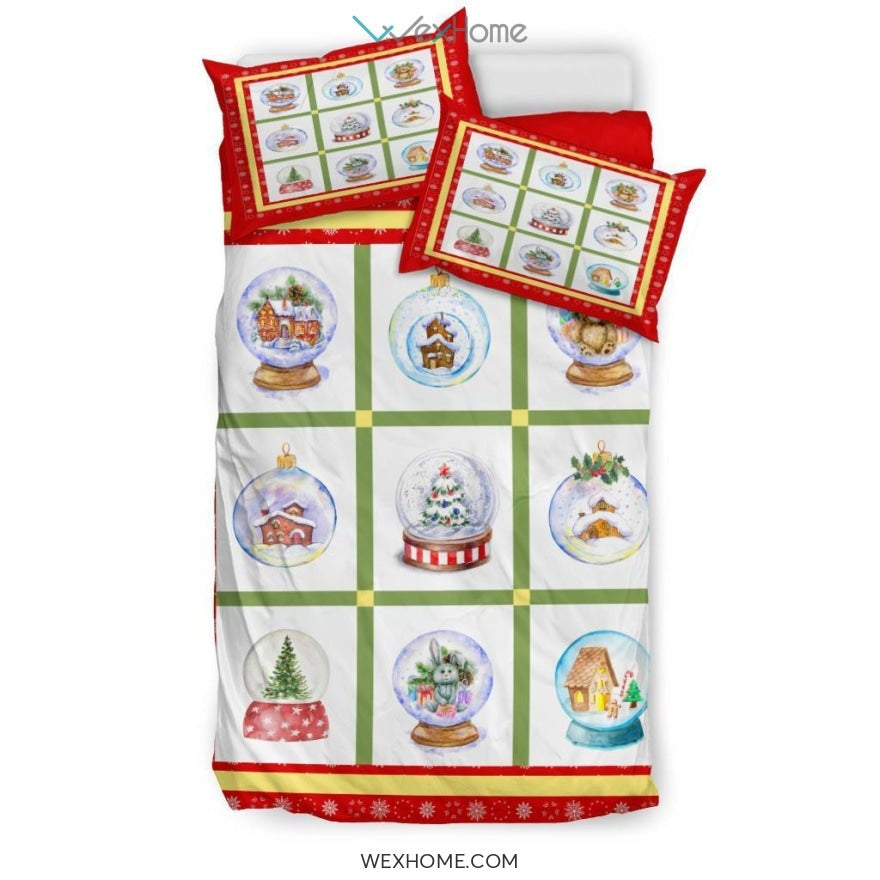 Snow Globes Bedding - Duvet Cover And Pillowcase Set - Unique Design Amazing Gift