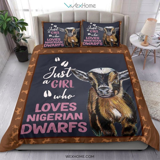 Just A Girl Who Love Goat Bedding - Duvet Cover And Pillowcase Set - Unique Design Amazing Gift