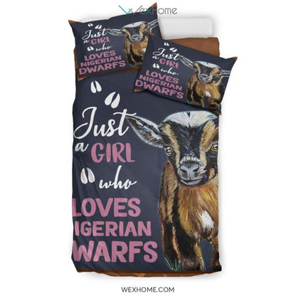 Just A Girl Who Love Goat Bedding - Duvet Cover And Pillowcase Set - Unique Design Amazing Gift
