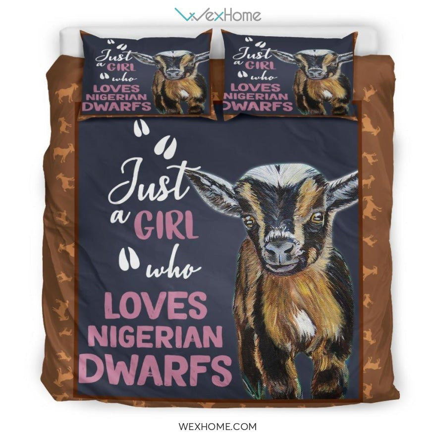 Just A Girl Who Love Goat Bedding - Duvet Cover And Pillowcase Set - Unique Design Amazing Gift