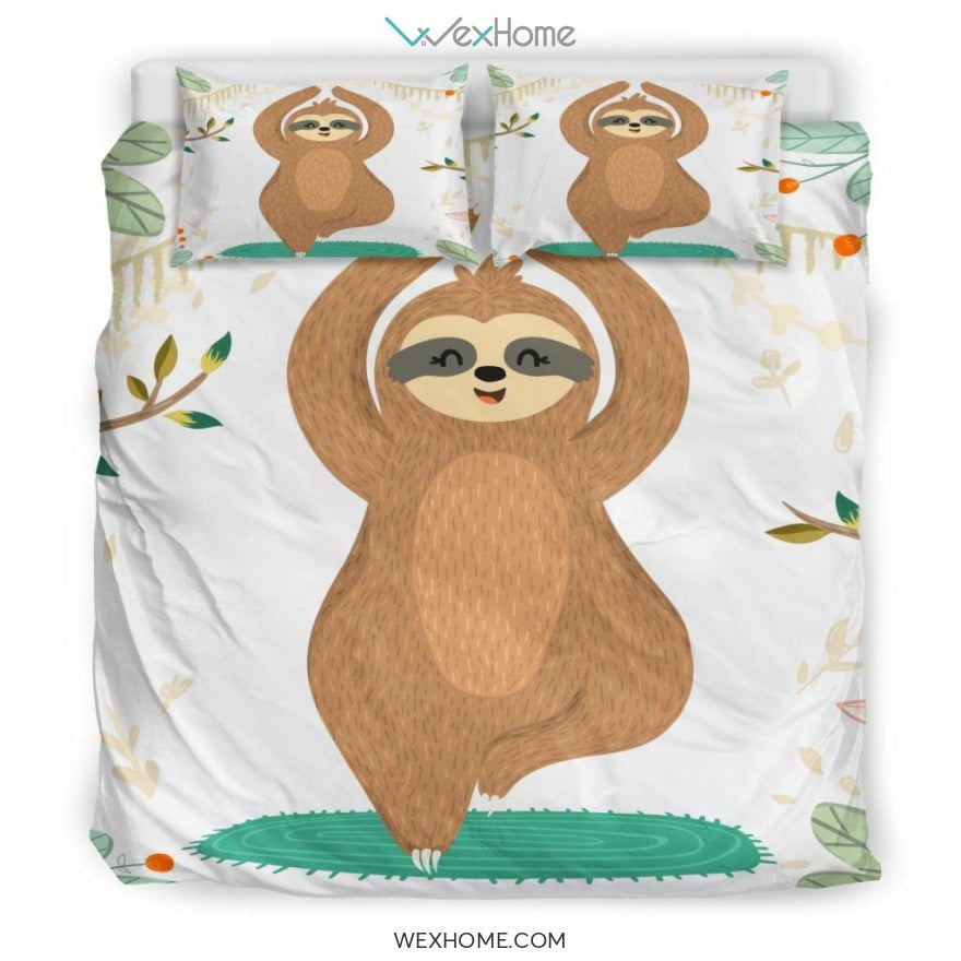 Yoga Sloth Bedding - Duvet Cover And Pillowcase Set - Unique Design Amazing Gift