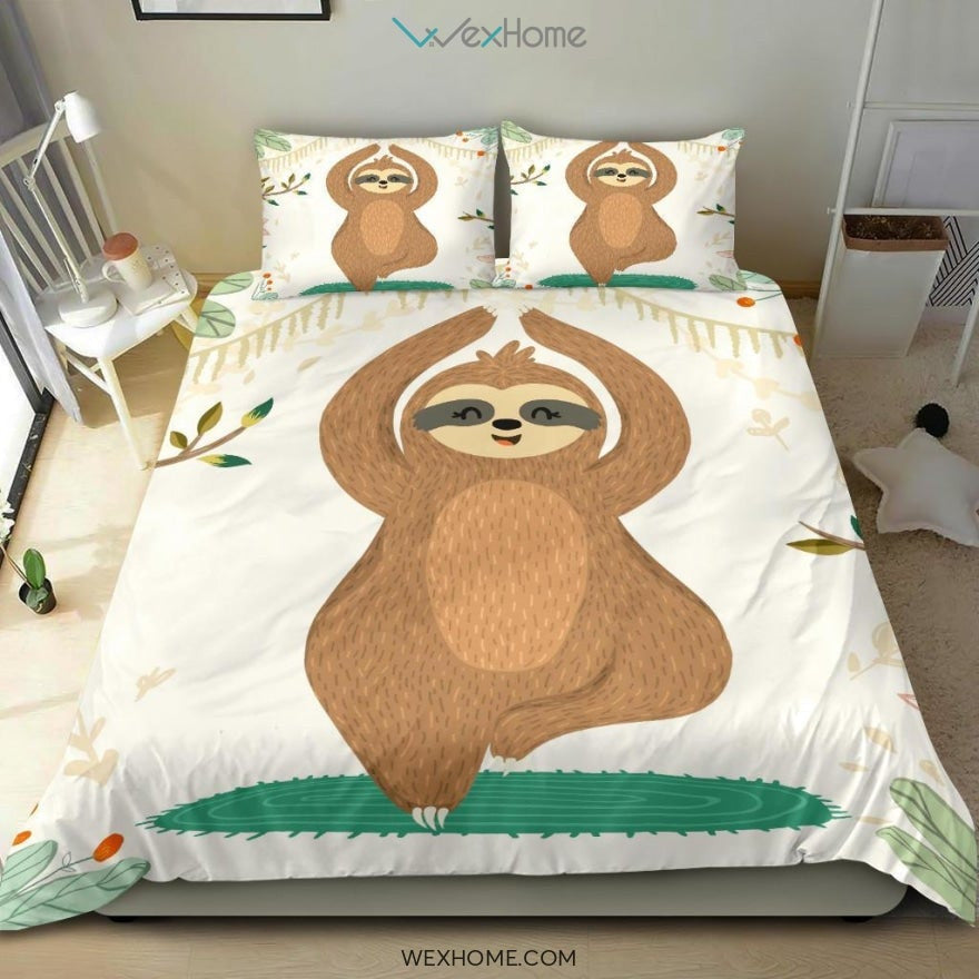 Yoga Sloth Bedding - Duvet Cover And Pillowcase Set - Unique Design Amazing Gift