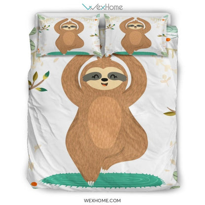 Yoga Sloth Bedding - Duvet Cover And Pillowcase Set - Unique Design Amazing Gift