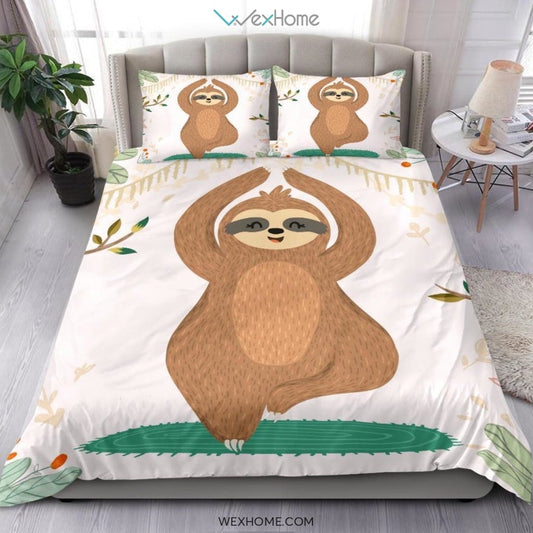 Yoga Sloth Bedding - Duvet Cover And Pillowcase Set - Unique Design Amazing Gift