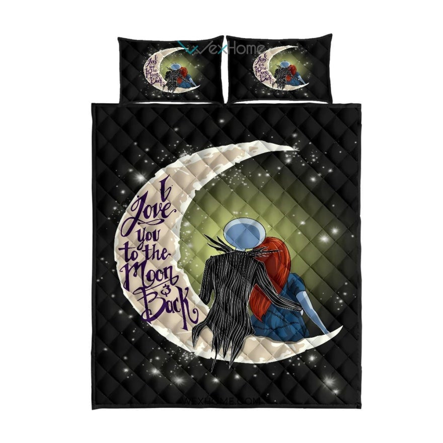 Jack And Sally Nightmare Before Christmas To The Moon Quilt Bed Sets - Unique Design Amazing Gift