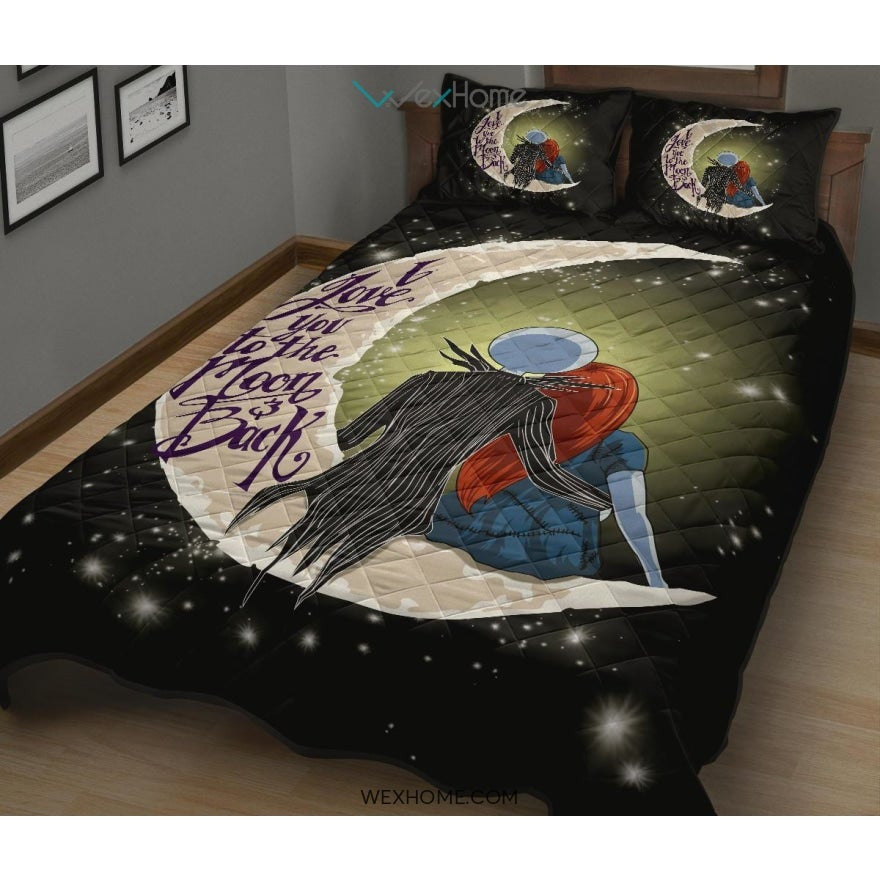 Jack And Sally Nightmare Before Christmas To The Moon Quilt Bed Sets - Unique Design Amazing Gift