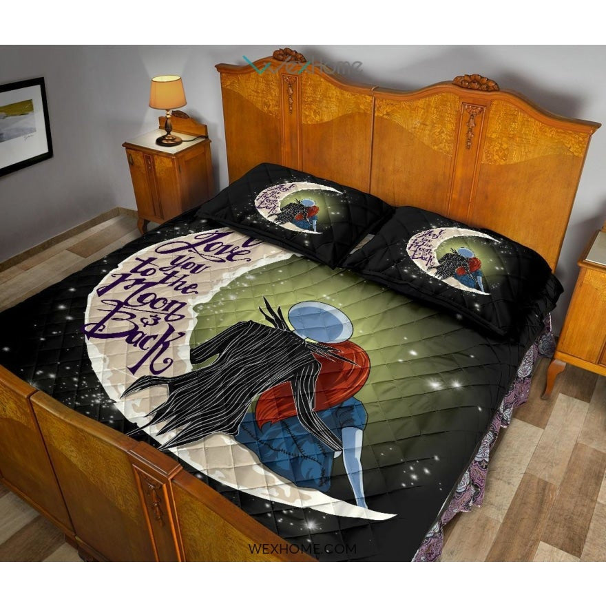 Jack And Sally Nightmare Before Christmas To The Moon Quilt Bed Sets - Unique Design Amazing Gift