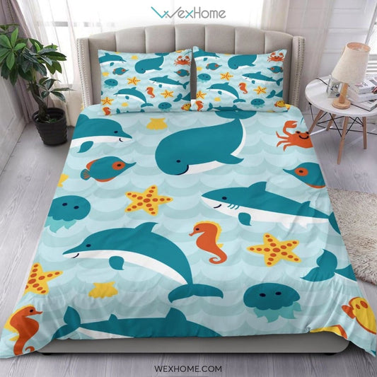 Ocean Quilt Bedding - Duvet Cover And Pillowcase Set - Unique Design Amazing Gift