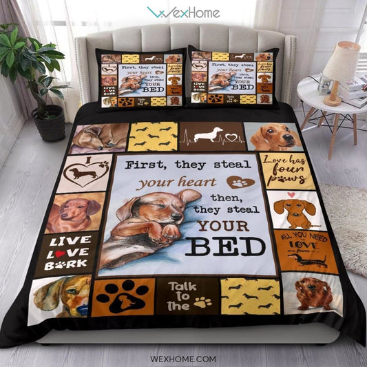 Quilt Dachshund Bedding - Duvet Cover And Pillowcase Set - Unique Design Amazing Gift