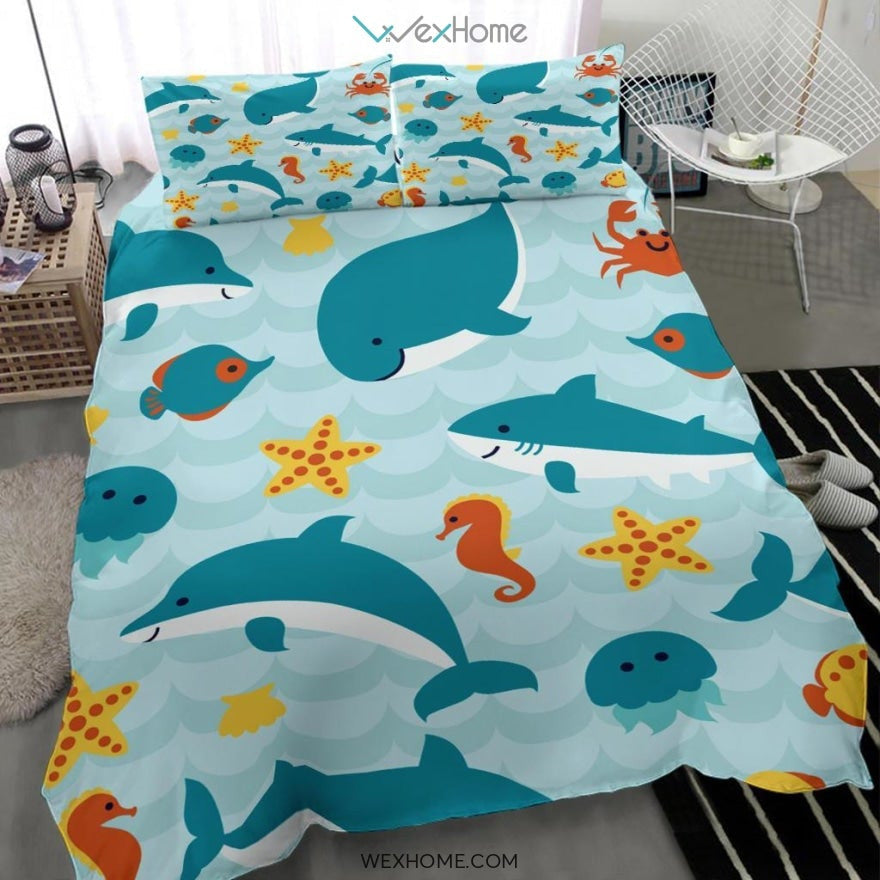 Ocean Quilt Bedding - Duvet Cover And Pillowcase Set - Unique Design Amazing Gift
