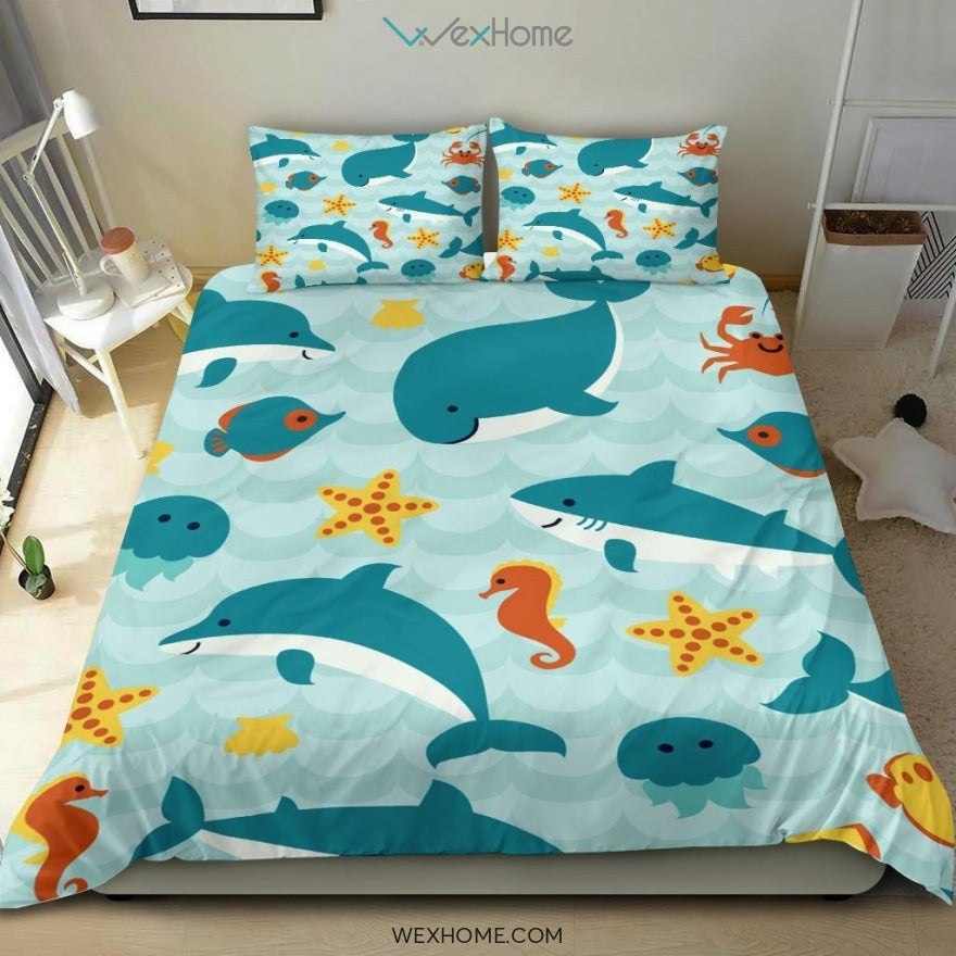 Ocean Quilt Bedding - Duvet Cover And Pillowcase Set - Unique Design Amazing Gift