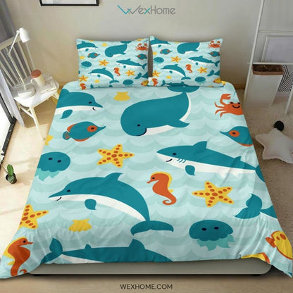 Ocean Quilt Bedding - Duvet Cover And Pillowcase Set - Unique Design Amazing Gift