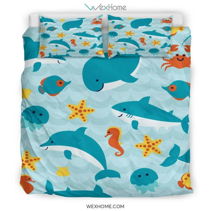 Ocean Quilt Bedding - Duvet Cover And Pillowcase Set - Unique Design Amazing Gift