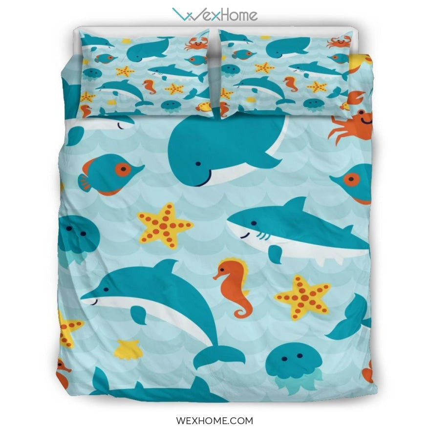 Ocean Quilt Bedding - Duvet Cover And Pillowcase Set - Unique Design Amazing Gift