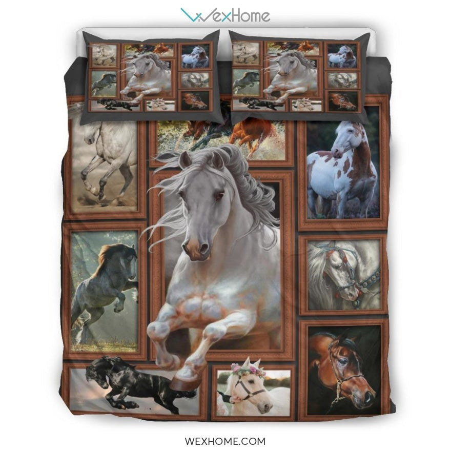 Horse 3D Quilt Bedding - Duvet Cover And Pillowcase Set - Unique Design Amazing Gift
