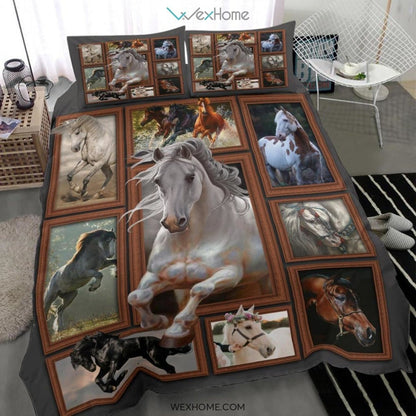Horse 3D Quilt Bedding - Duvet Cover And Pillowcase Set - Unique Design Amazing Gift