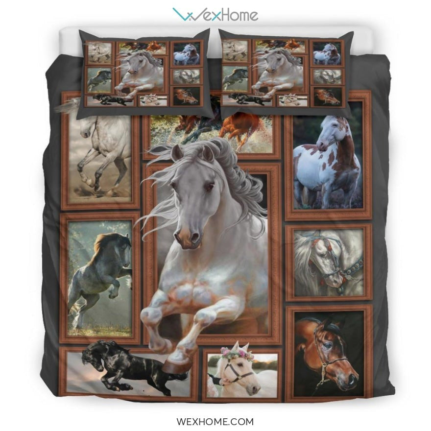 Horse 3D Quilt Bedding - Duvet Cover And Pillowcase Set - Unique Design Amazing Gift