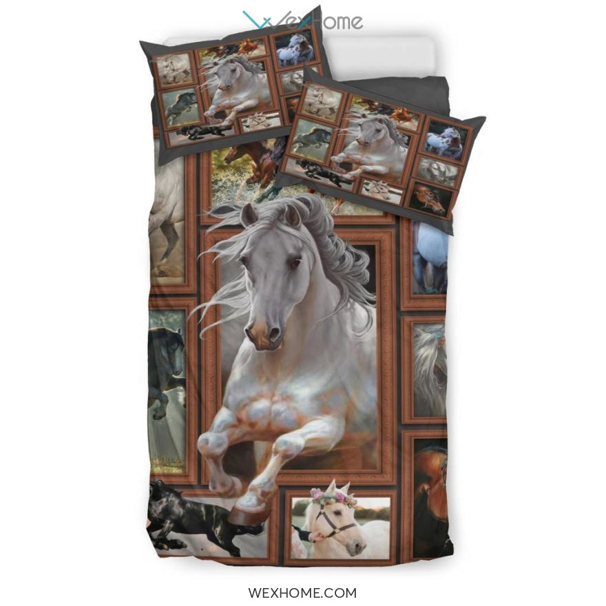 Horse 3D Quilt Bedding - Duvet Cover And Pillowcase Set - Unique Design Amazing Gift