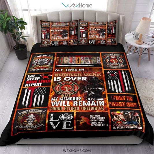 Firefighter Quilt Bedding - Duvet Cover And Pillowcase Set - Unique Design Amazing Gift