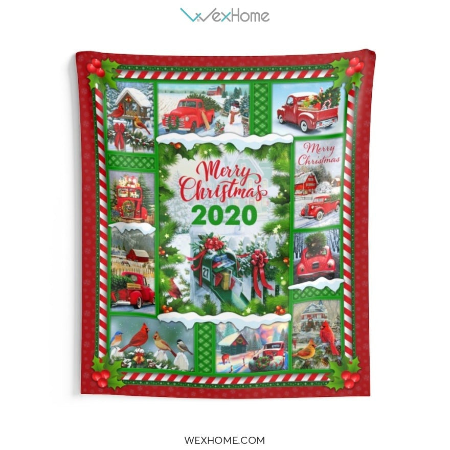 Merry Christmas 2020 Funny Noel Red Truck Indoor Wall Tapestries Unique Gift W1020