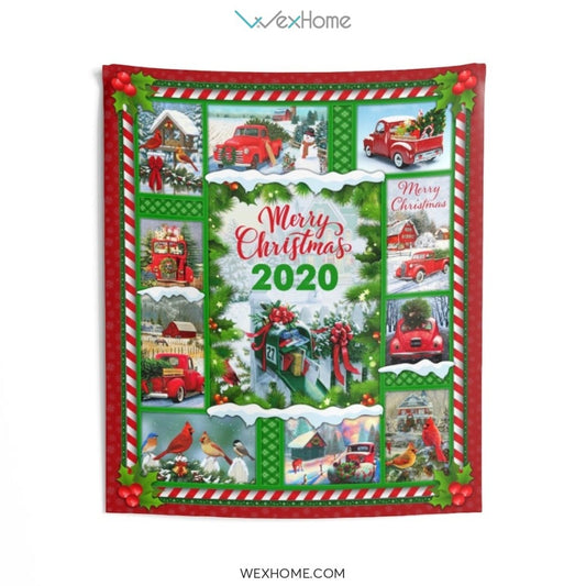 Merry Christmas 2020 Funny Noel Red Truck Indoor Wall Tapestries Unique Gift W1020