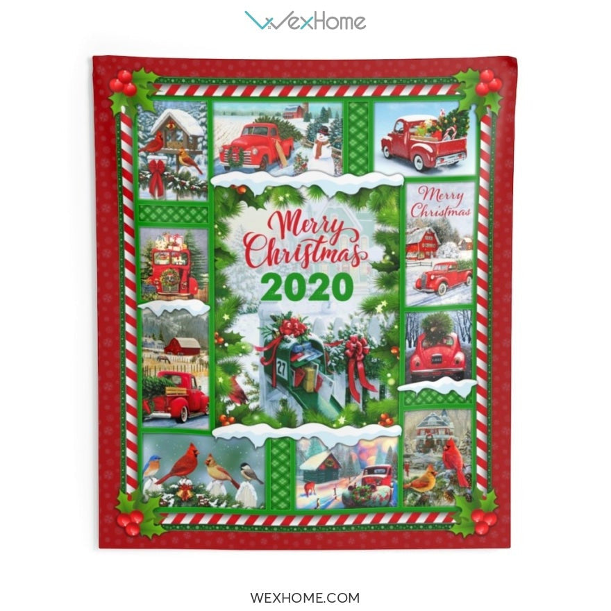Merry Christmas 2020 Funny Noel Red Truck Indoor Wall Tapestries Unique Gift W1020