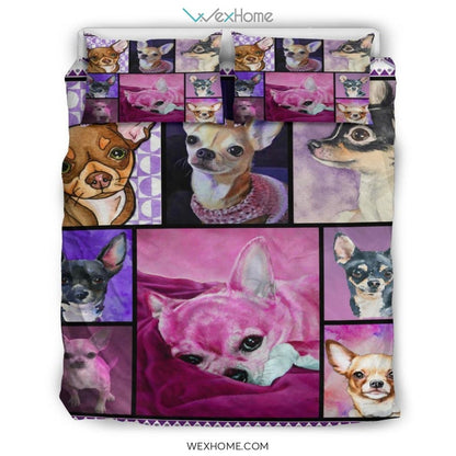 Quilt Chihuahua Bedding - Duvet Cover And Pillowcase Set - Unique Design Amazing Gift