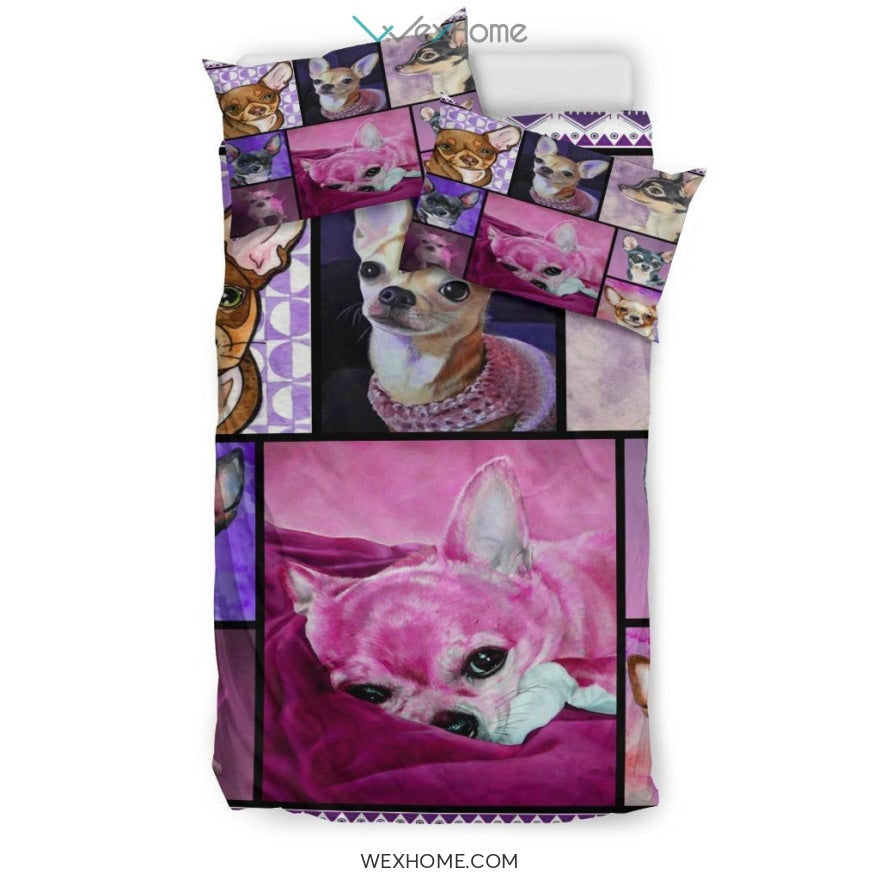 Quilt Chihuahua Bedding - Duvet Cover And Pillowcase Set - Unique Design Amazing Gift
