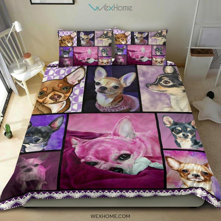 Quilt Chihuahua Bedding - Duvet Cover And Pillowcase Set - Unique Design Amazing Gift